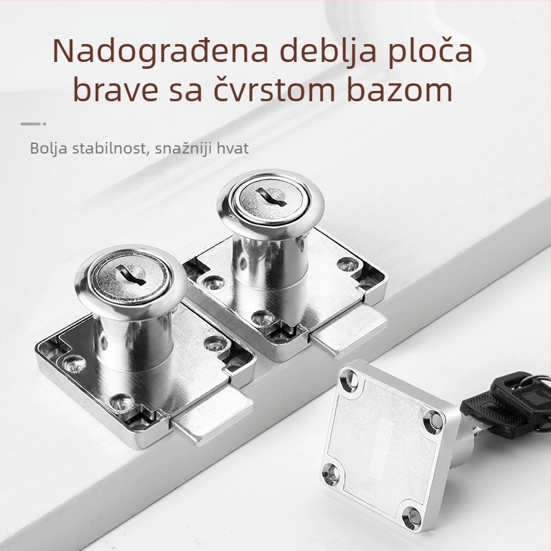 Skriveni mehanizam za zaključavanje ormarića i ladice, bez bušenja, materijal legura, paket od 2 komada, za vrata ormarića