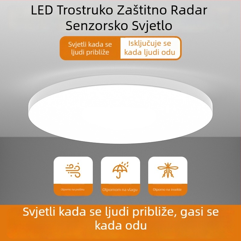 Stropno LED svjetlo sa senzorom i glasovnim upravljanjem za hodnik i stubište – 220V, pokriće 5-10 m², senzor pokreta