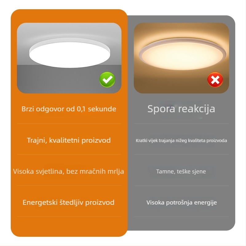 Stropno LED svjetlo sa senzorom i glasovnim upravljanjem za hodnik i stubište – 220V, pokriće 5-10 m², senzor pokreta