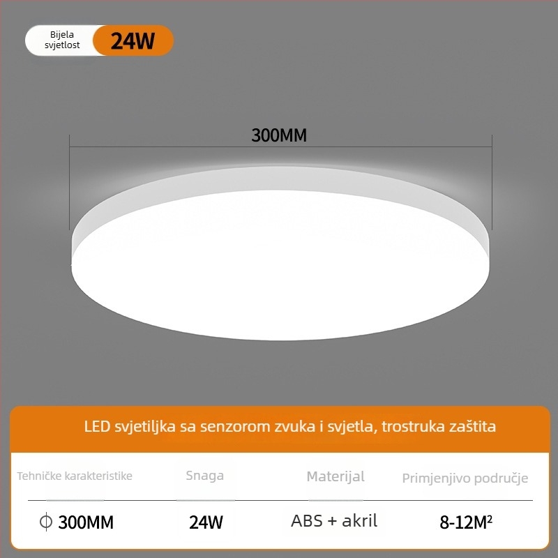 Stropno LED svjetlo sa senzorom i glasovnim upravljanjem za hodnik i stubište – 220V, pokriće 5-10 m², senzor pokreta