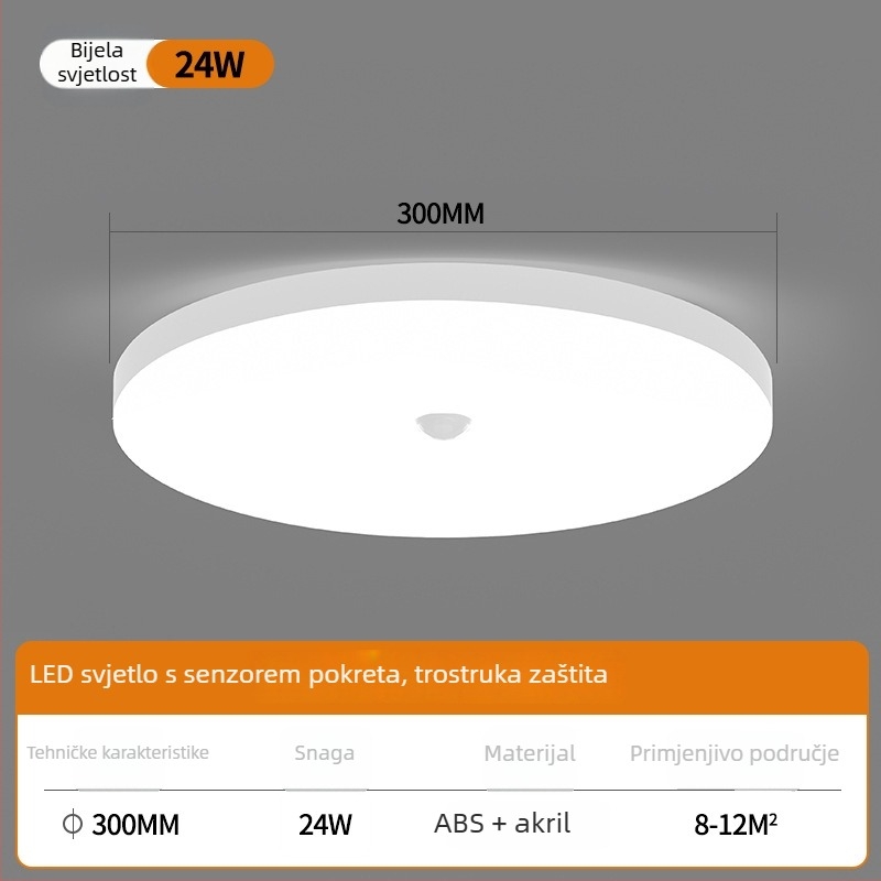 Stropno LED svjetlo sa senzorom i glasovnim upravljanjem za hodnik i stubište – 220V, pokriće 5-10 m², senzor pokreta