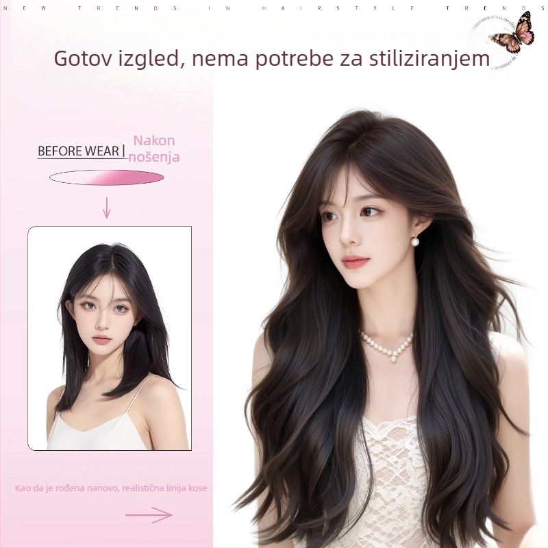 Ekstenzije za kosu za žene, volumen gornji dio, žica otporna na toplinu, mehanizam obrade, nije moguće bojati niti kovrčati