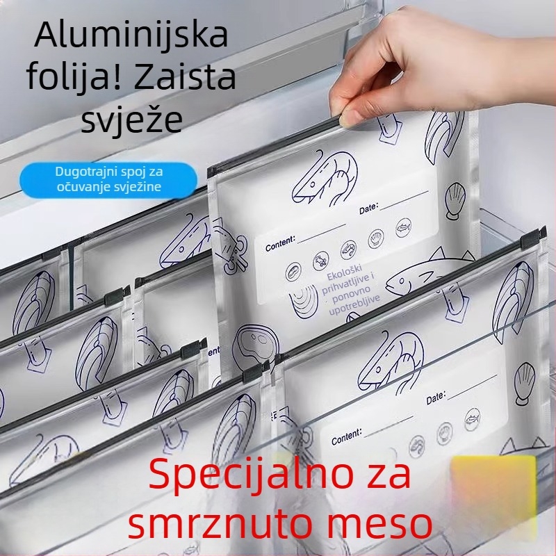 Vrećice od aluminijske folije za hranu sa zatvaračem, zamrzivačko, za meso i povrće, -60°C do 100°C