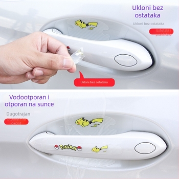 3D naljepnice za kvaku vrata automobila – Cartoon uzorak, ljepilo