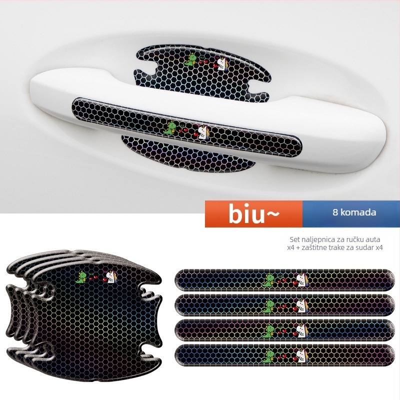 3D naljepnice za kvaku vrata automobila – Cartoon uzorak, ljepilo