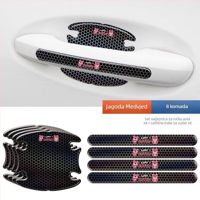 3D naljepnice za kvaku vrata automobila – Cartoon uzorak, ljepilo