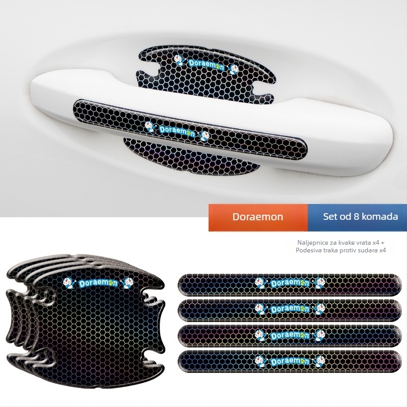 3D naljepnice za kvaku vrata automobila – Cartoon uzorak, ljepilo
