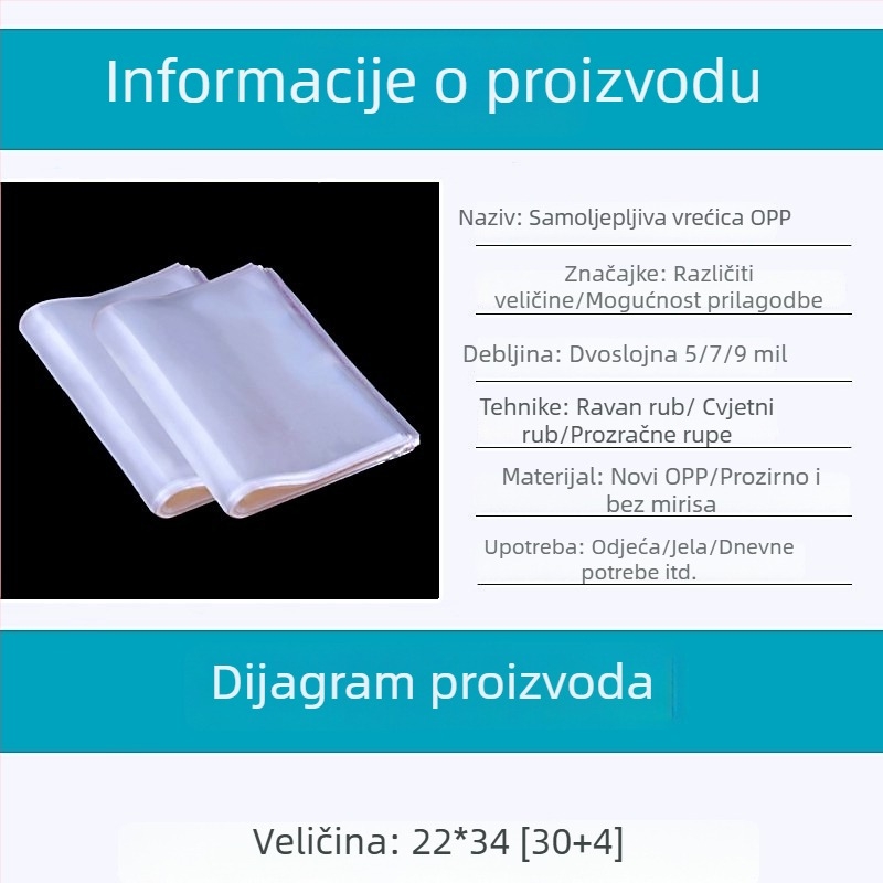 OPP samoljepljiva vrećica za odjeću i dodatke, prozirna plastična Ziplock vrećica, novi materijal, otisnuti logotip