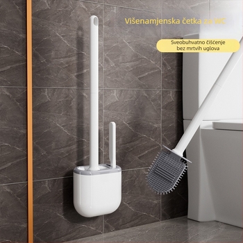 Silikonska četka za WC s dugačkim držalom i zidnim držačem – višestruko čišćenje