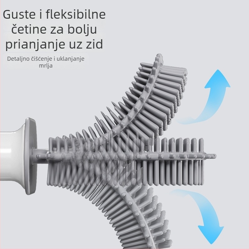 Silikonska četka za WC s dugačkim držalom i zidnim držačem – višestruko čišćenje