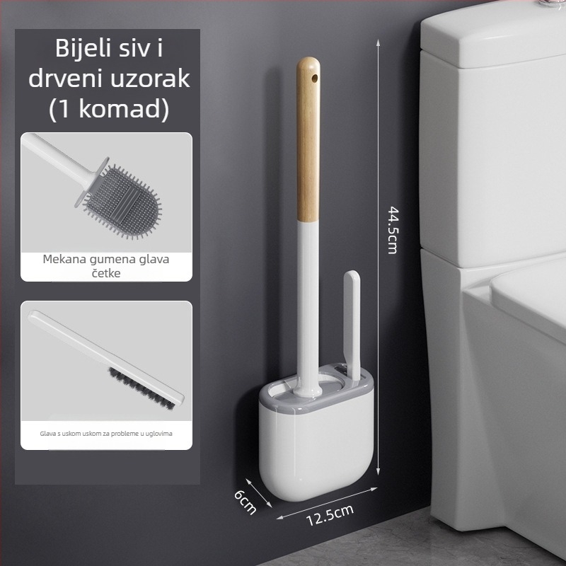Silikonska četka za WC s dugačkim držalom i zidnim držačem – višestruko čišćenje
