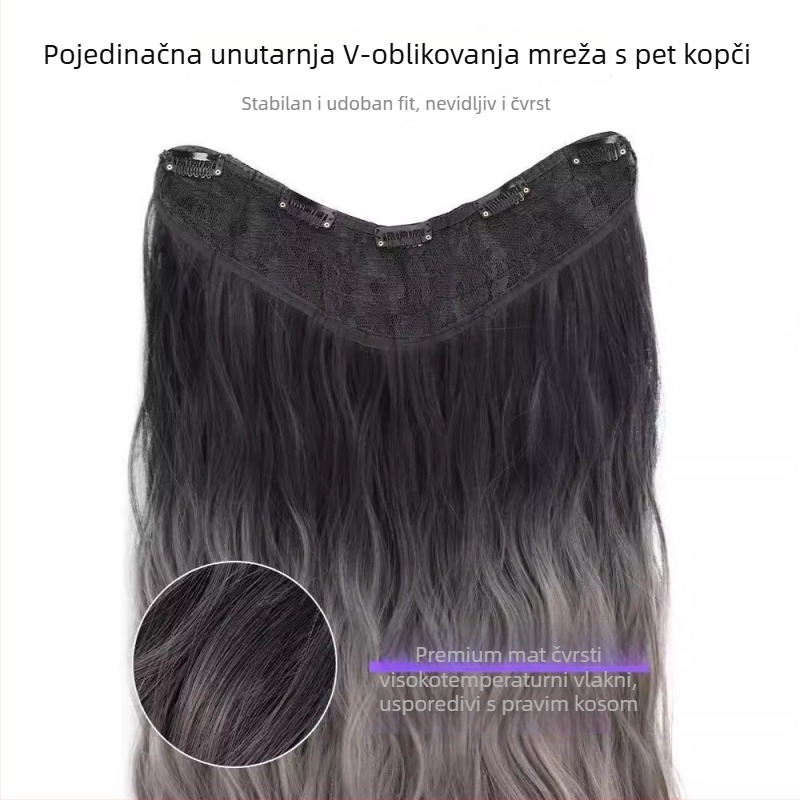 Jednodelne bezšivne ekstenzije za kosu, vodeno-valoviti stil, žica visoke temperature, povećanje volumena, frizura: ravna ili nagnuta