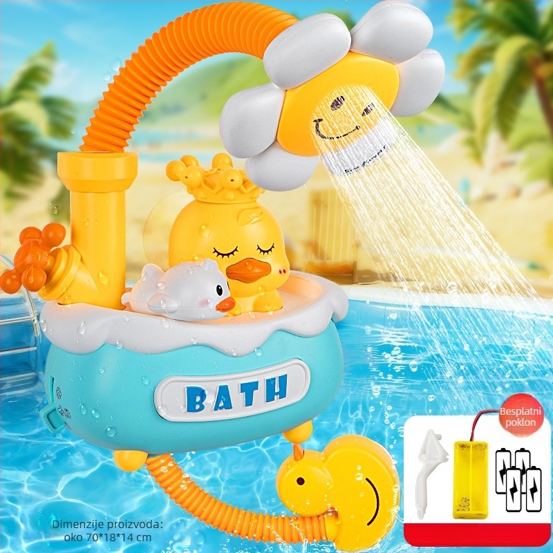 Plastična igračka za kupanje u obliku patke, s električnim raspršivanjem vode i automatskim upijanjem vode; interaktivna igračka za kupanje