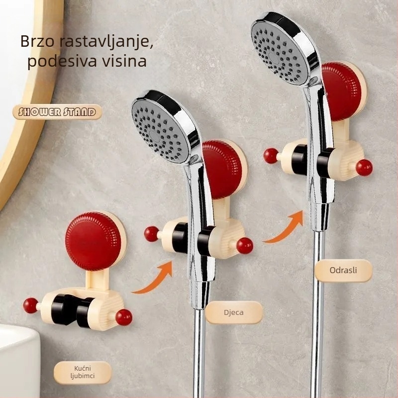 Otpustivi držač tuša s usisnom čepom, plastični, moderan minimalistički stil, jednoslojna kupaonska polica, pokretni, bez bušenja (težina 85 g)