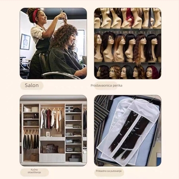 Organizator za pohranu perika (moderna minimalistička estetika; materijal: netkano platno; obješavanje u garderobi; višestruka namjena)