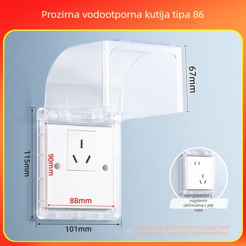 Vodootporna kutija za utičnice s naklonom pet otvora, samoljepljiva, zaštita od curenja