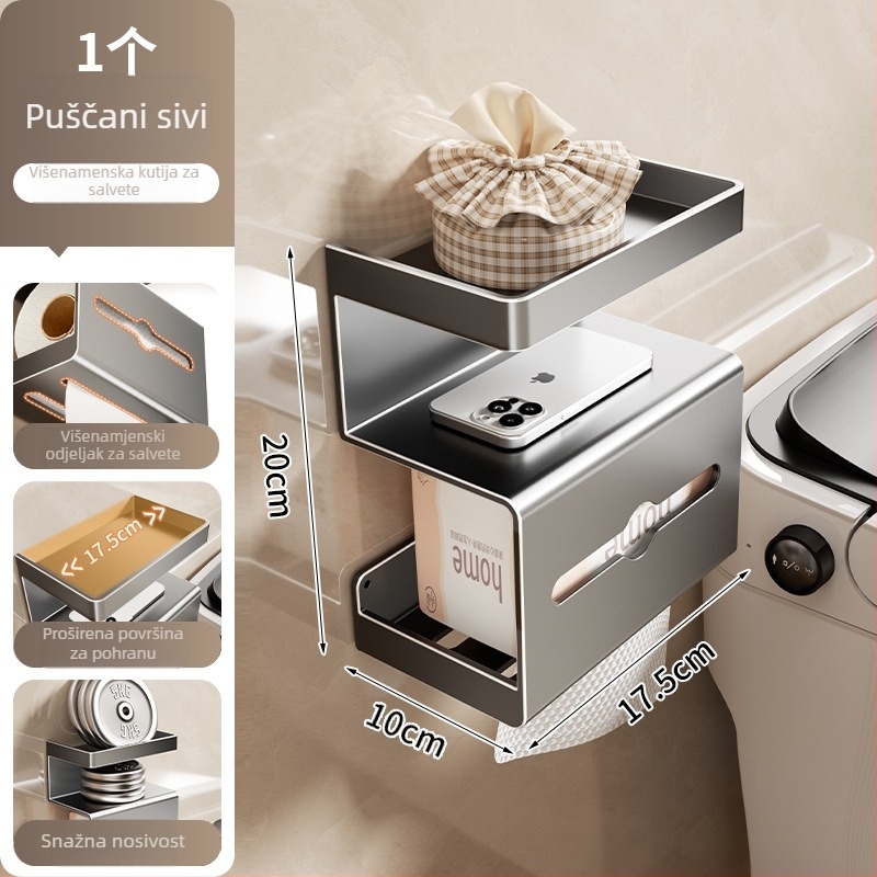 Danle zidni držač toaletnog papira - karbon čelik, kvadratnog oblika, završna plast sprej, model SQh473-YC109301