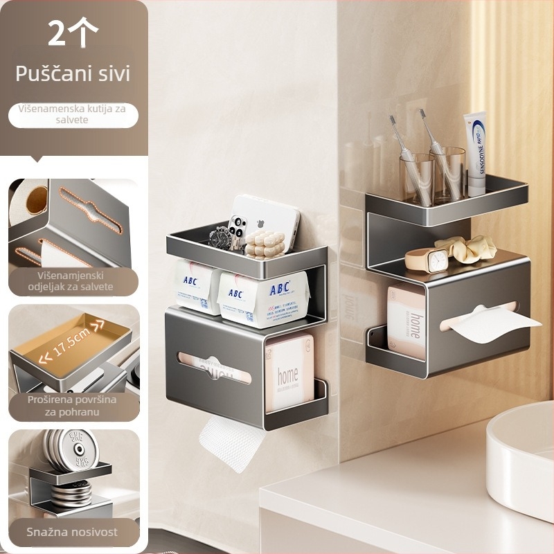 Danle zidni držač toaletnog papira - karbon čelik, kvadratnog oblika, završna plast sprej, model SQh473-YC109301