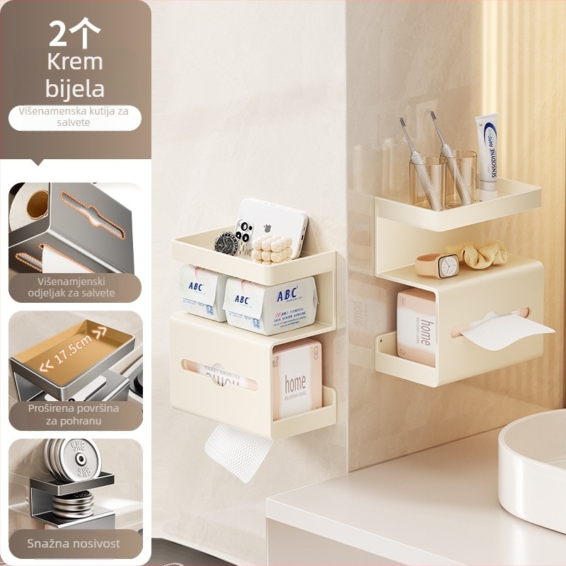 Danle zidni držač toaletnog papira - karbon čelik, kvadratnog oblika, završna plast sprej, model SQh473-YC109301