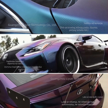 Folia za oblaganje karoserije automobila – gradijentni chameleon efekt, tekstura karbonskih vlakana (Brand Li Yue; Materijal: naljepnica; Vrsta: naljepnica za karoseriju; Ugradnja: tip lijepljenja)