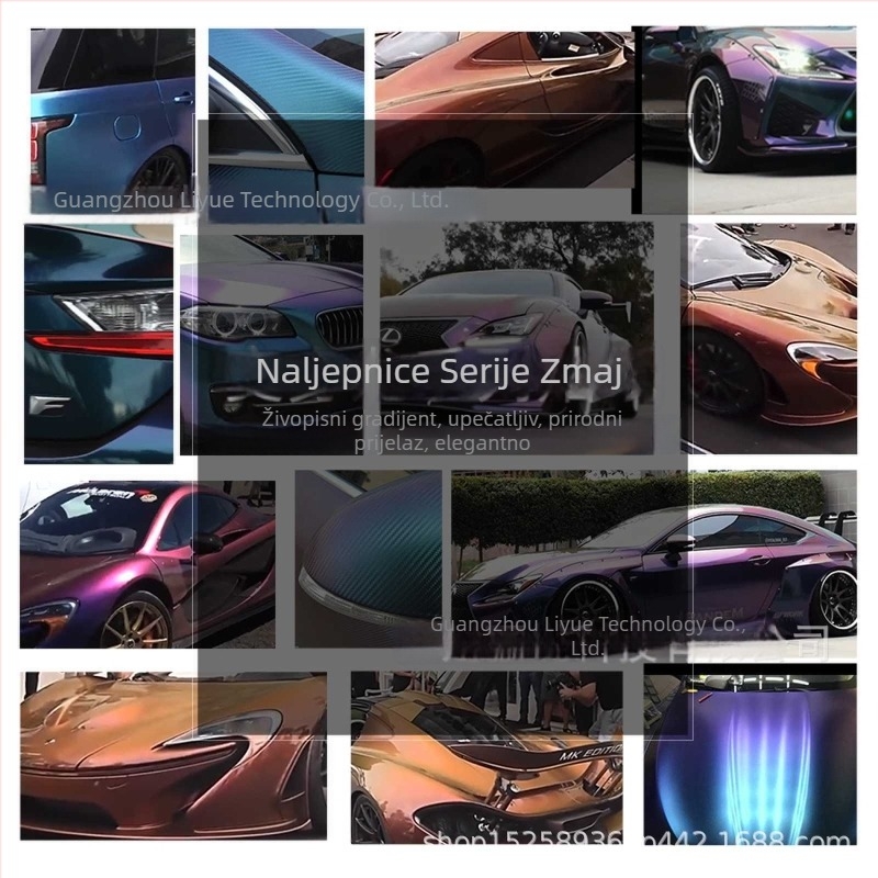 Folia za oblaganje karoserije automobila – gradijentni chameleon efekt, tekstura karbonskih vlakana (Brand Li Yue; Materijal: naljepnica; Vrsta: naljepnica za karoseriju; Ugradnja: tip lijepljenja)