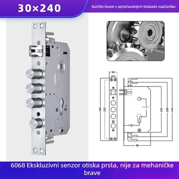 Set pribora za bravu s tijelom od nehrđajućeg čelika, model 73#, za sigurnosna vrata, težina 0,8