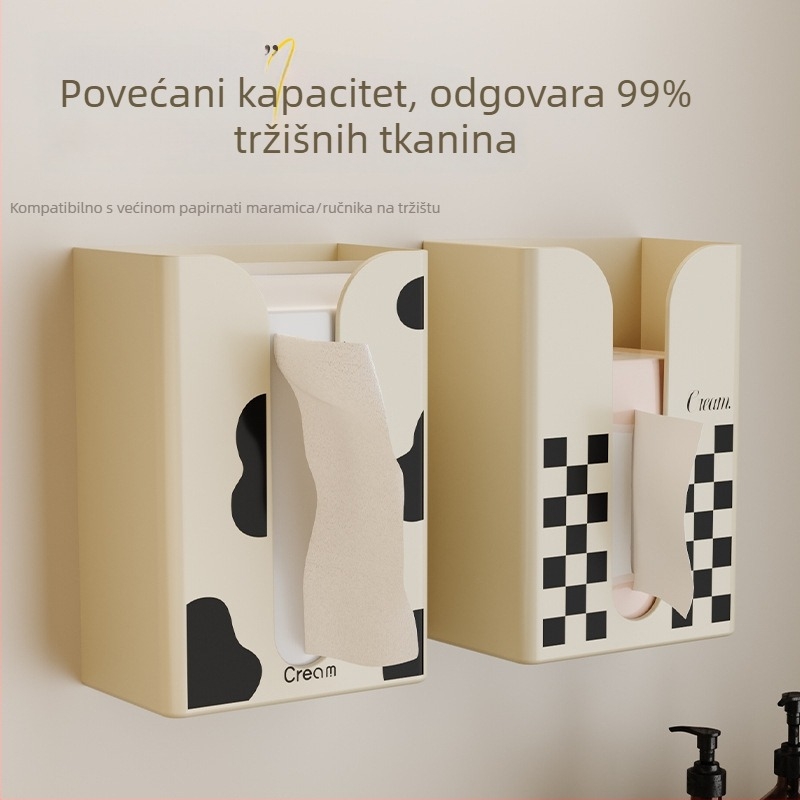 Hani PP zidna kutija za papir i regaľ za skladištenje u kupaonici | Model HN-225 | Vodootporan, Višestruka namjena | Bez bušenja, Obrnuti visi dizajn