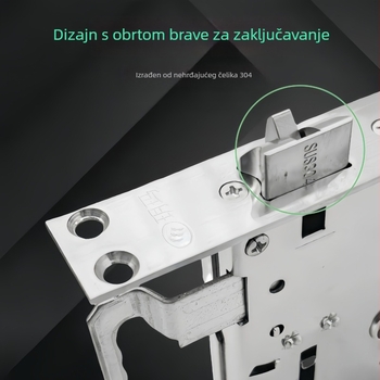 Tijelo brave za vrata - nehrđajući čelik, cijelo čelično tijelo, debeli, univerzalno, brava s ručkom