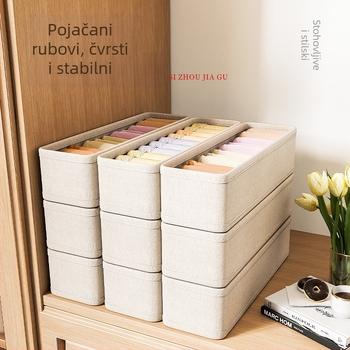 Sklopiva platnena kutija za pohranu u ormaru – pamuk i lan materijal, 3 L kapacitet, za donje rublje i čarape
