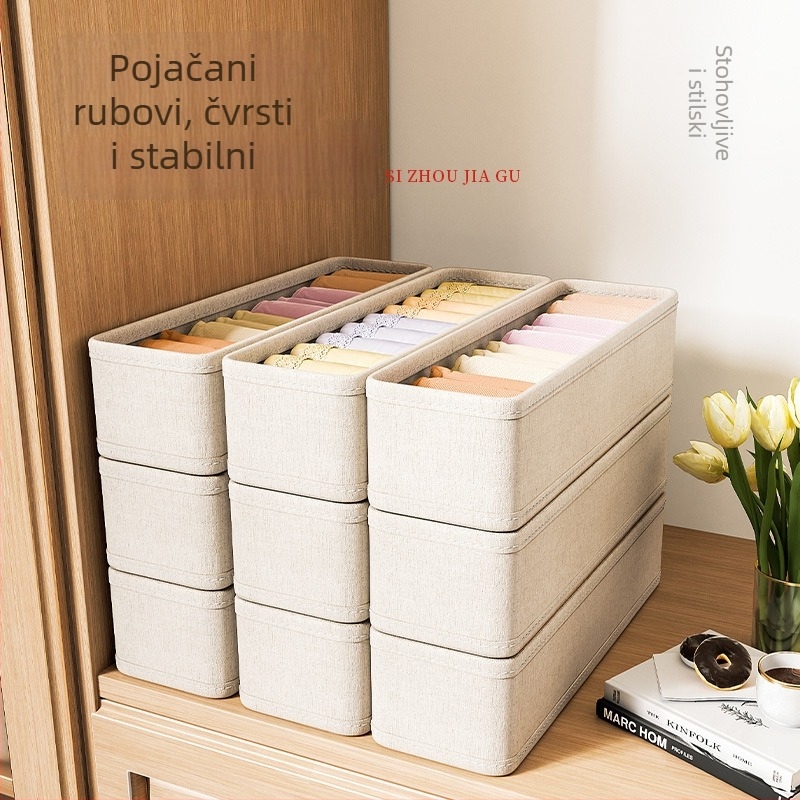 Sklopiva platnena kutija za pohranu u ormaru – pamuk i lan materijal, 3 L kapacitet, za donje rublje i čarape