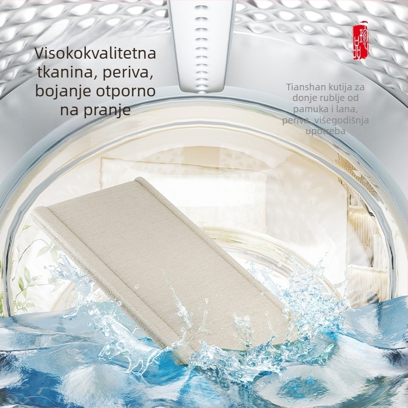 Sklopiva platnena kutija za pohranu u ormaru – pamuk i lan materijal, 3 L kapacitet, za donje rublje i čarape