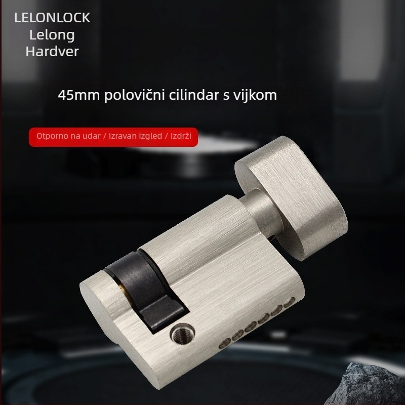 Cilindar za bravu od bakra, oblik kruške, model RCR-08, završna obrada površine: pijeskovani nikl i svijetli krom, funkcija: okretanje