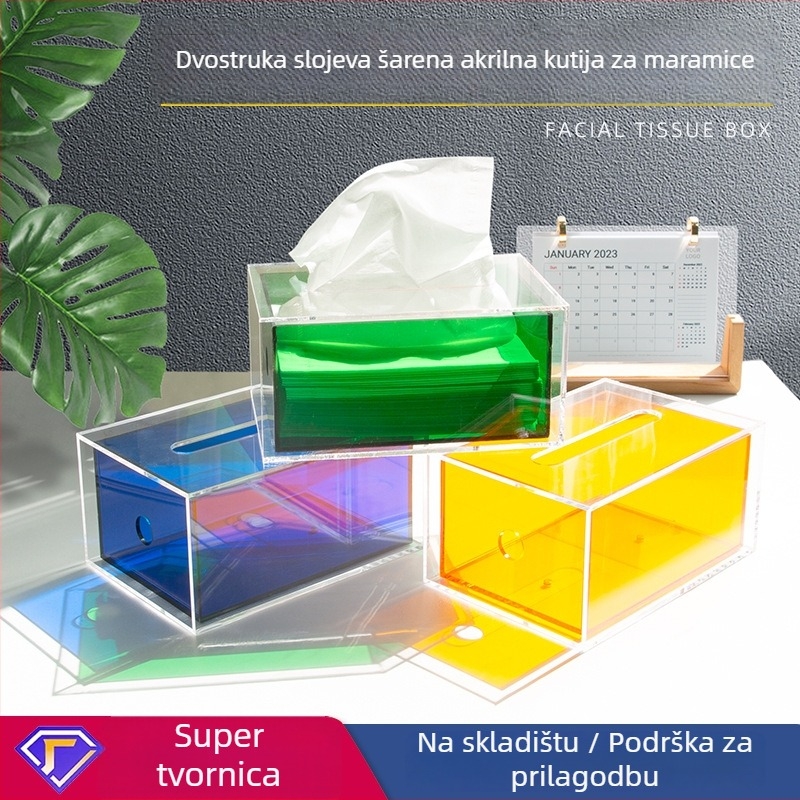 ALLYACE prozirna akril kutija za maramice, model YKL-ZJH, moderan minimalistički stil, vodootporna, za automobil, dnevni boravak, kupaonica