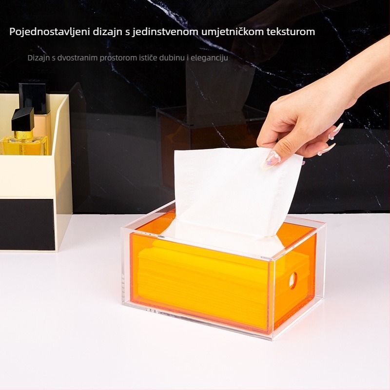 ALLYACE prozirna akril kutija za maramice, model YKL-ZJH, moderan minimalistički stil, vodootporna, za automobil, dnevni boravak, kupaonica
