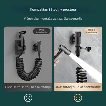 Okretni držač za tuš za zahod — montaža bez bušenja, od rafiniranog bakra, kompatibilan s kutnim ventilom, marka Boonen/Borne