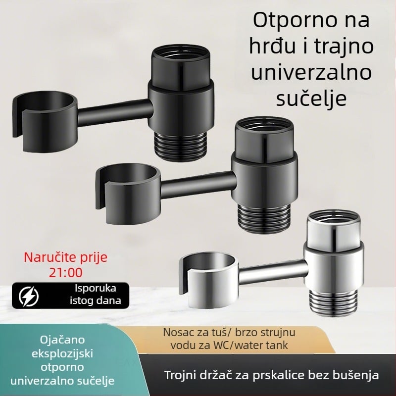 Okretni držač za tuš za zahod — montaža bez bušenja, od rafiniranog bakra, kompatibilan s kutnim ventilom, marka Boonen/Borne