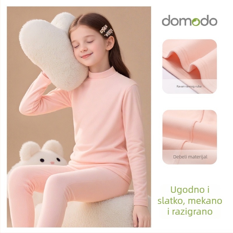 Dječji zimski topli komplet donjeg rublja za djevojčice, debeli osnovni sloj, Derong poliester 92,5%