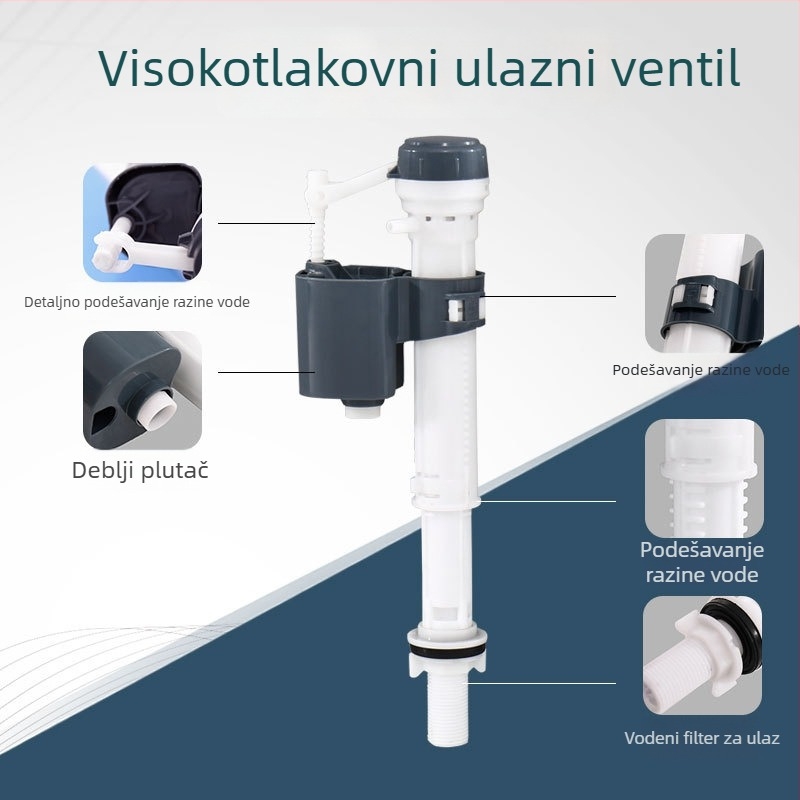 Zidni plastični element spremnika WC – ABS, dvostruko gumbasto ispiranje, ulazni ventil, OEM, moderan stil, Xin Leon