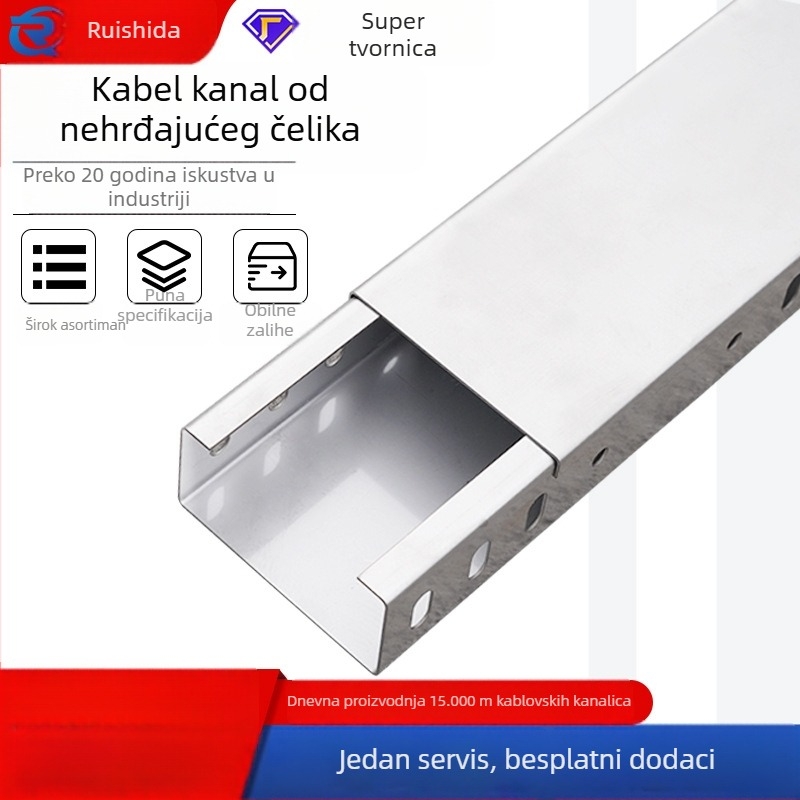 Kabelska kanalica od 304 nehrđajućeg čelika – unutarnja i vanjska upotreba, ljestasti tip, visoka čvrstoća, otporna na koroziju, proizvodnja po narudžbi