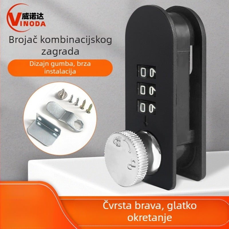 Mehanički kombinirani brava za ladice i ormariće | Razmak šipke 14 mm | Materijal: cinkova legura i plastika