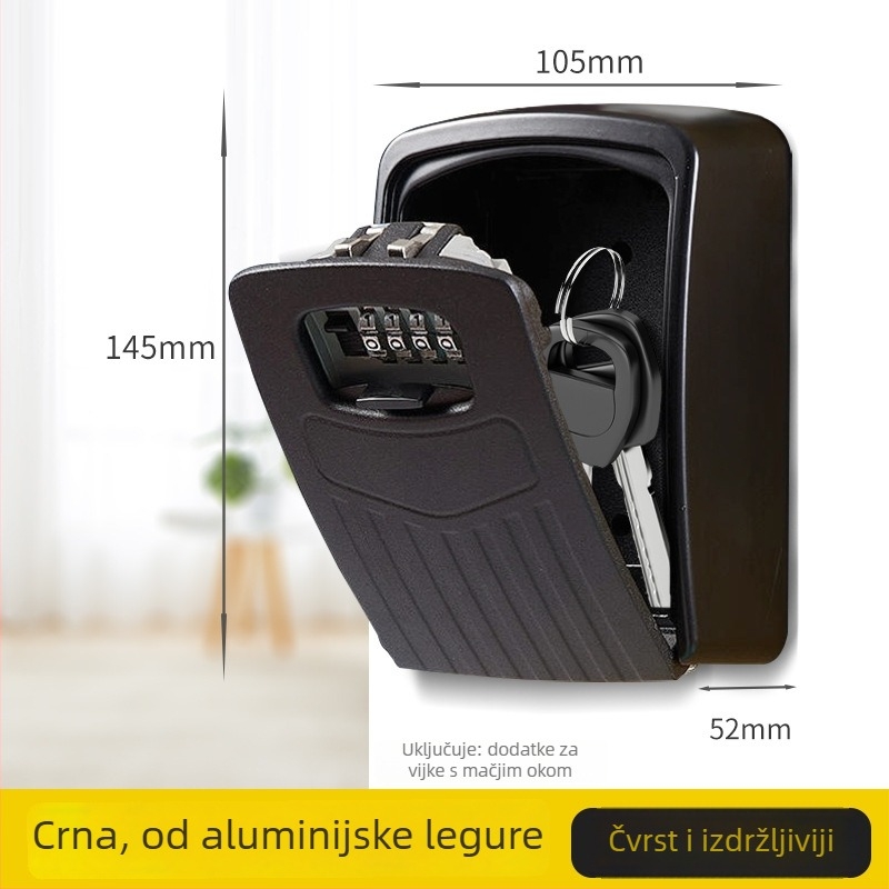 Kutija za ključeve s lozinkom, aluminijska legura, model G3 s prugama, Cat Eye zaključavanje, kućna upotreba, moderni minimalistički stil