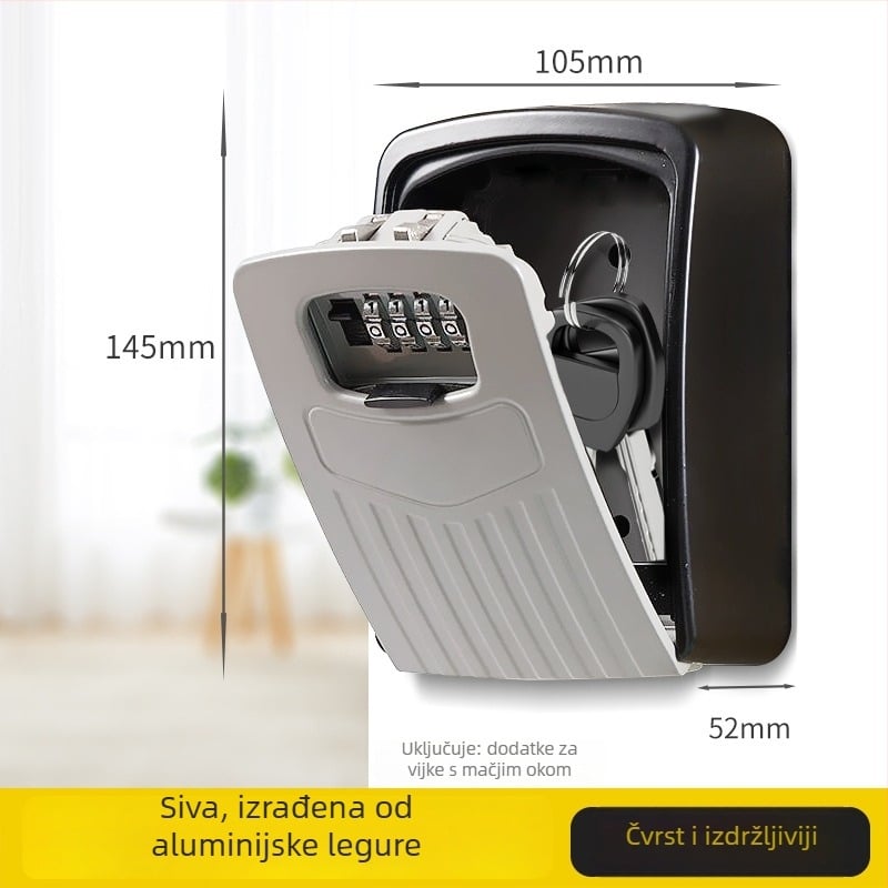 Kutija za ključeve s lozinkom, aluminijska legura, model G3 s prugama, Cat Eye zaključavanje, kućna upotreba, moderni minimalistički stil