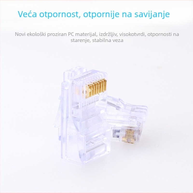 RJ45 kristalni konektor, 8P8C, model Super Five 100, marka Minjing, paket 100 komada za mrežno kabeliranje