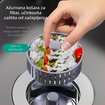 Nehrđajući čelični odvod za kuhinju sa Bounce Coreom – filtrarna košarica, ABS premaz, PP tip elektroplatinirani model, neto težina 70 g