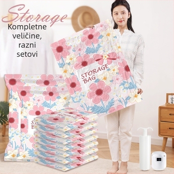 Vakuumska kompresijska vrećica, ojačana verzija, PET+PE materijala, usisni tip, bez pumpe, za odjeću i pokrivače