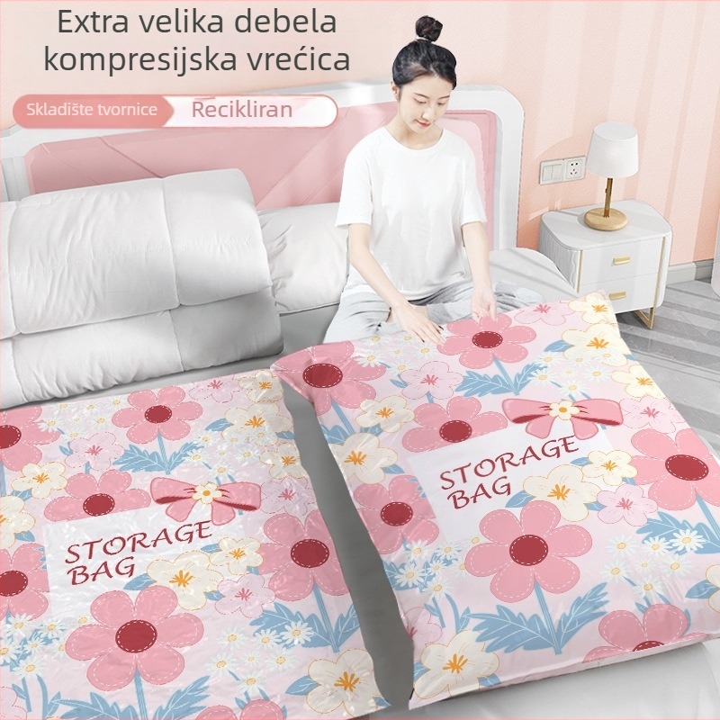Vakuumska kompresijska vrećica, ojačana verzija, PET+PE materijala, usisni tip, bez pumpe, za odjeću i pokrivače