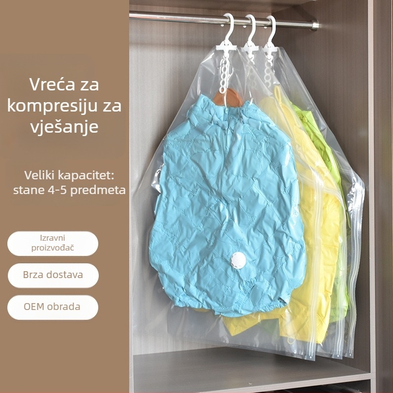Viseća vakuumska vreća za garderobu, PA-PE materijal, bez pumpe, marka Aina