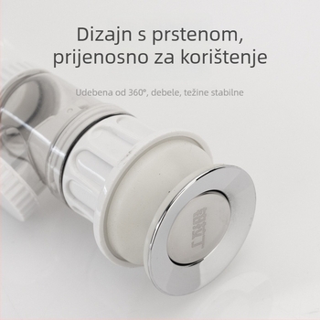 Flip-tip odvod za umivaonik u kupaonici, ABS/nerđajući čelik, oblik S, moderan minimalistički stil