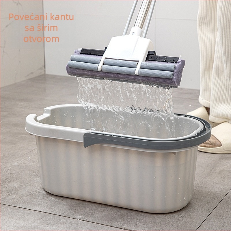 Hongqi kanta za mop s ljepilom od pamuka, sklopivi kanal za iscijeđivanje, pravokutna plastična kanta za mop, model 2023