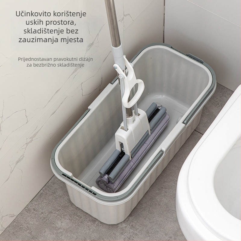 Hongqi kanta za mop s ljepilom od pamuka, sklopivi kanal za iscijeđivanje, pravokutna plastična kanta za mop, model 2023